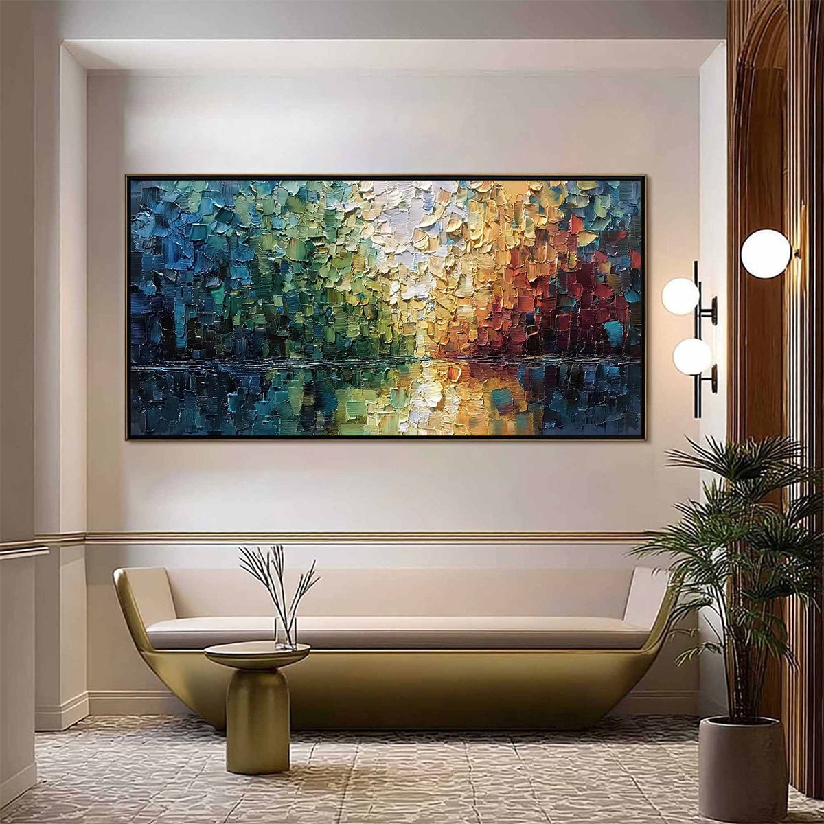 AURORA'S REFLECTION: Heavily Textured Abstract Impasto Landscape Painting - Image 2