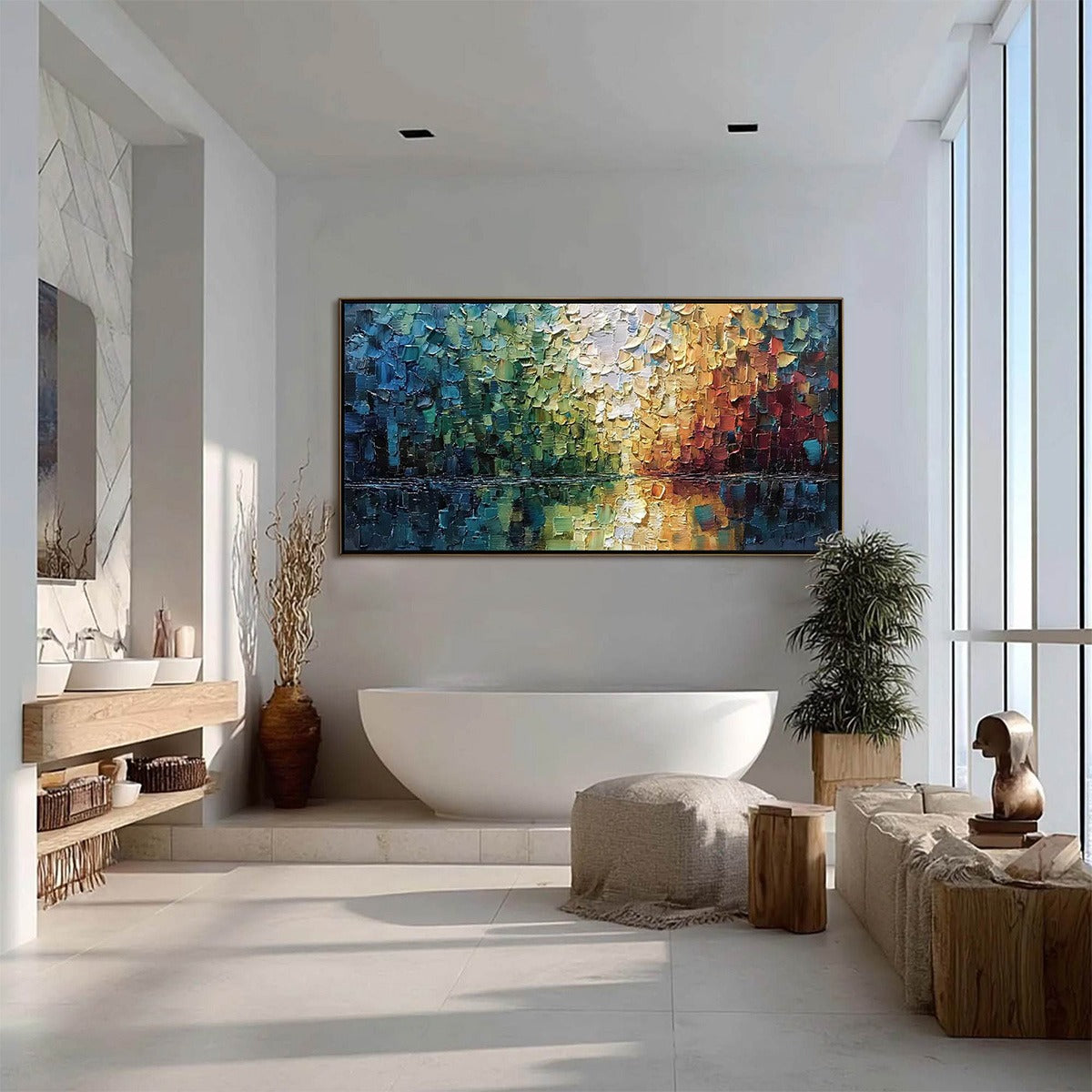 AURORA'S REFLECTION: Heavily Textured Abstract Impasto Landscape Painting - Image 6