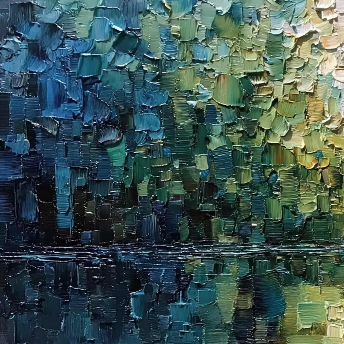 AURORA'S REFLECTION: Heavily Textured Abstract Impasto Landscape Painting - Image 3