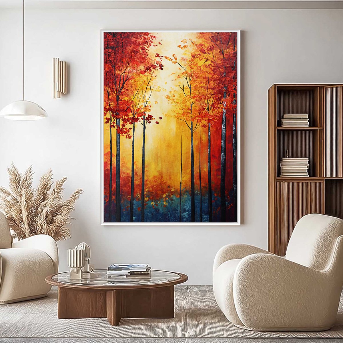 AUTUMN GLOW: Textured Abstract Forest Oil Painting - Image 5