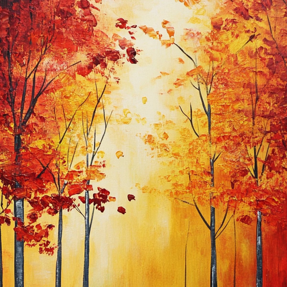 AUTUMN GLOW: Textured Abstract Forest Oil Painting - Image 6