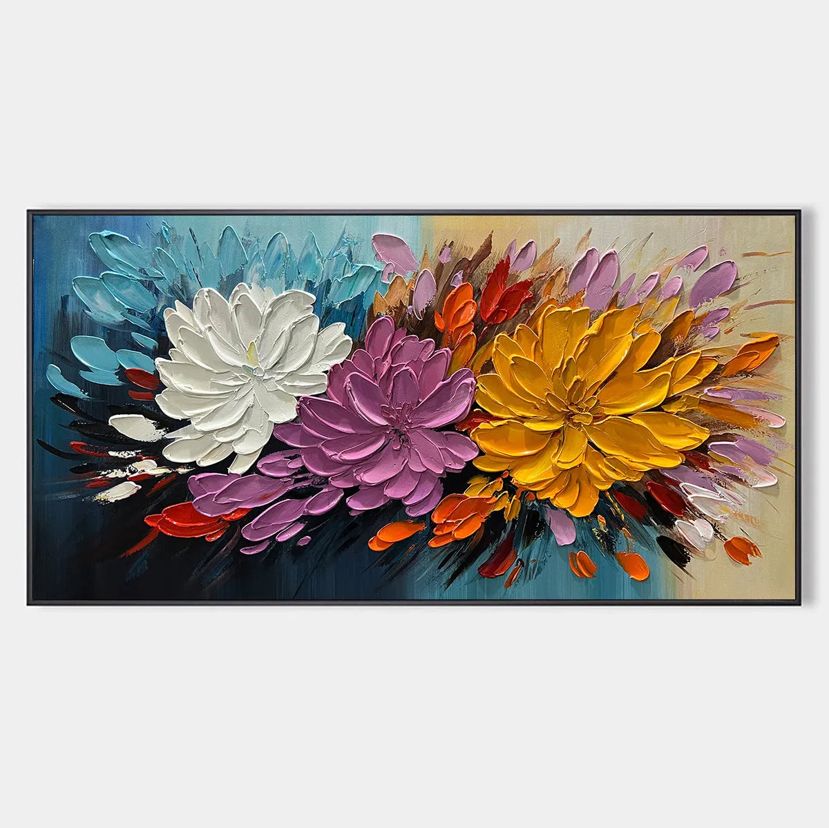 AUTUMN BOUQUET: Textured Floral Painting, Impasto Flowers, Colorful, Living Room, Dining Room