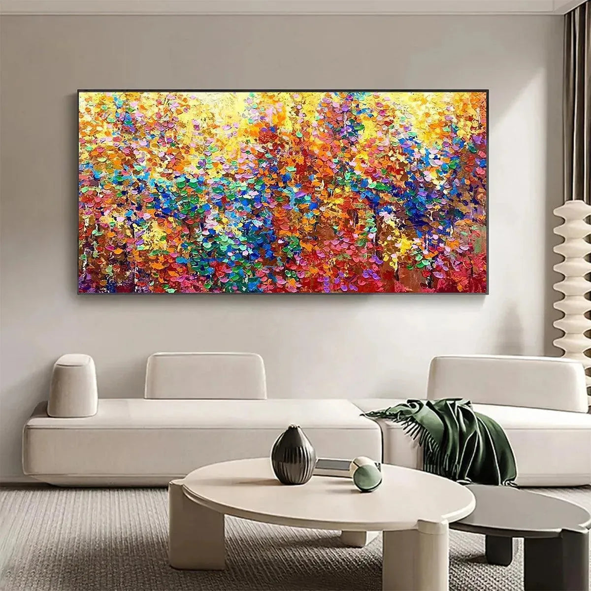 AUTUMN GLOW: Textured Abstract Landscape Painting in Vibrant Autumn Colors - Image 2