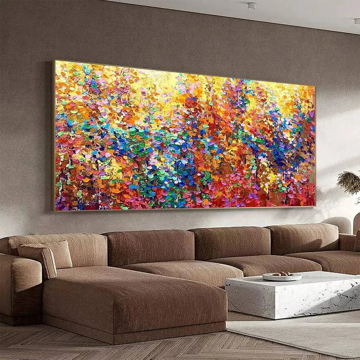 AUTUMN GLOW: Textured Abstract Landscape Painting in Vibrant Autumn Colors - Image 6