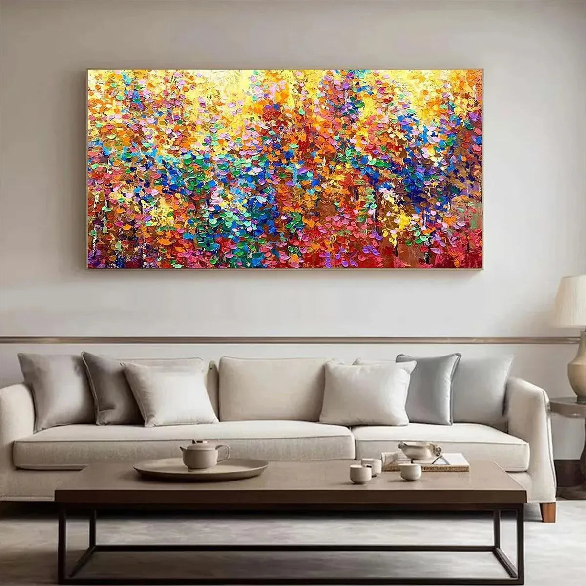 AUTUMN GLOW: Textured Abstract Landscape Painting in Vibrant Autumn Colors - Image 8