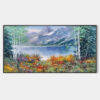 AUTUMN LAKE: Panoramic Autumn Landscape Painting with Lake and Mountains