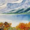AUTUMN LAKE: Panoramic Autumn Landscape Painting with Lake and Mountains