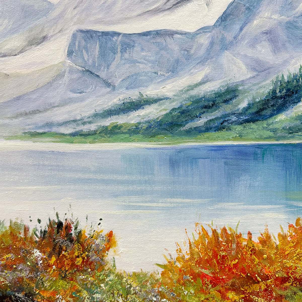 AUTUMN LAKE: Panoramic Autumn Landscape Painting with Lake and Mountains - Image 6