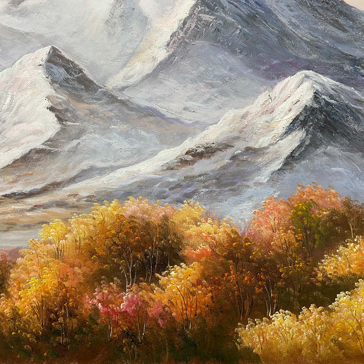AUTUMN MAJESTY: Panoramic Mountain Landscape Oil Painting with Autumn Foliage - Image 3