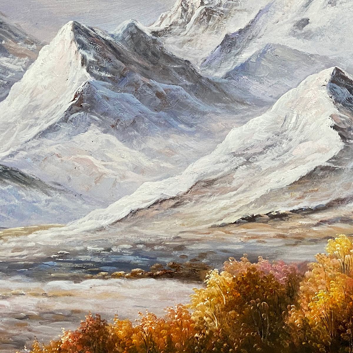 AUTUMN MAJESTY: Panoramic Mountain Landscape Oil Painting with Autumn Foliage - Image 5