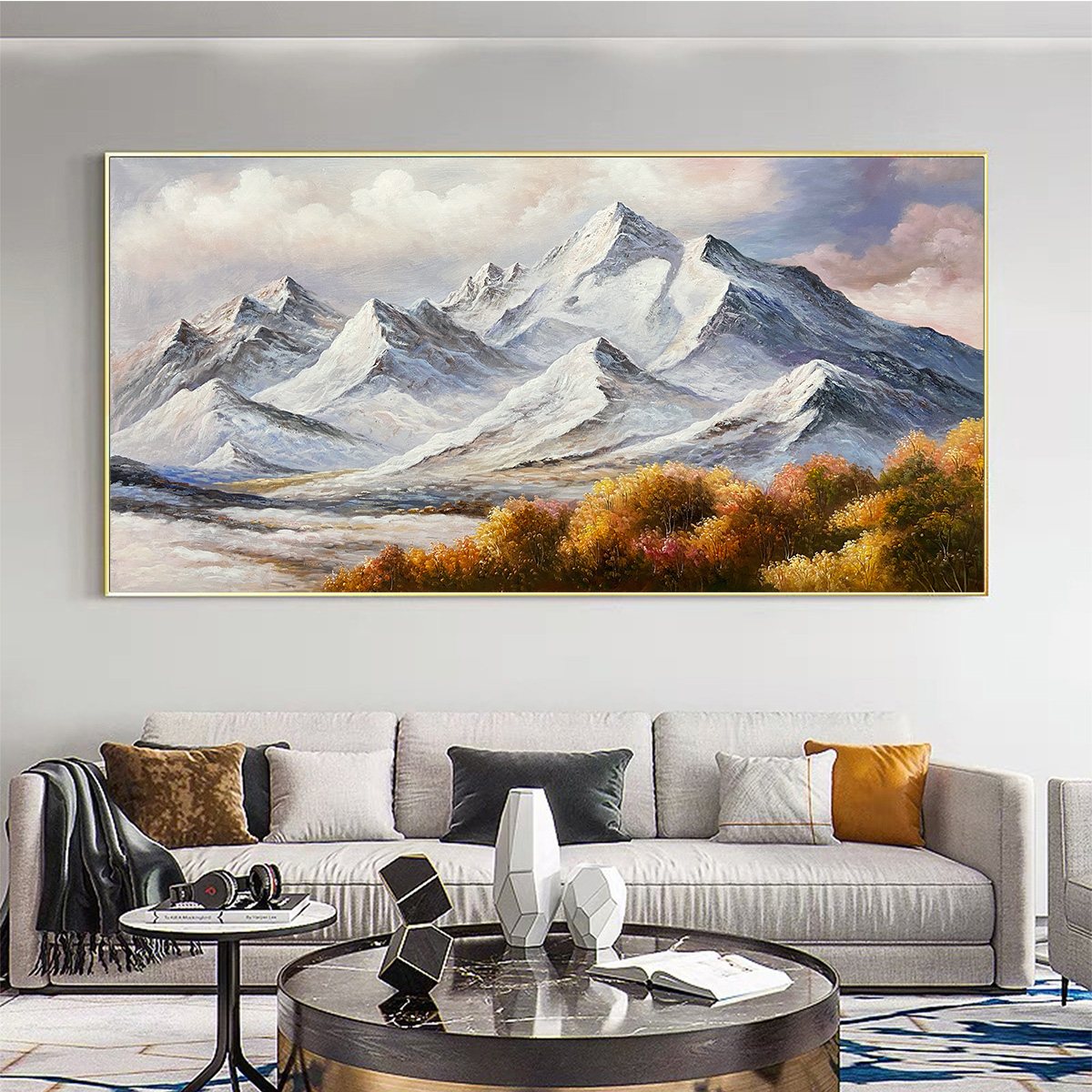 AUTUMN MAJESTY: Panoramic Mountain Landscape Oil Painting with Autumn Foliage - Image 6