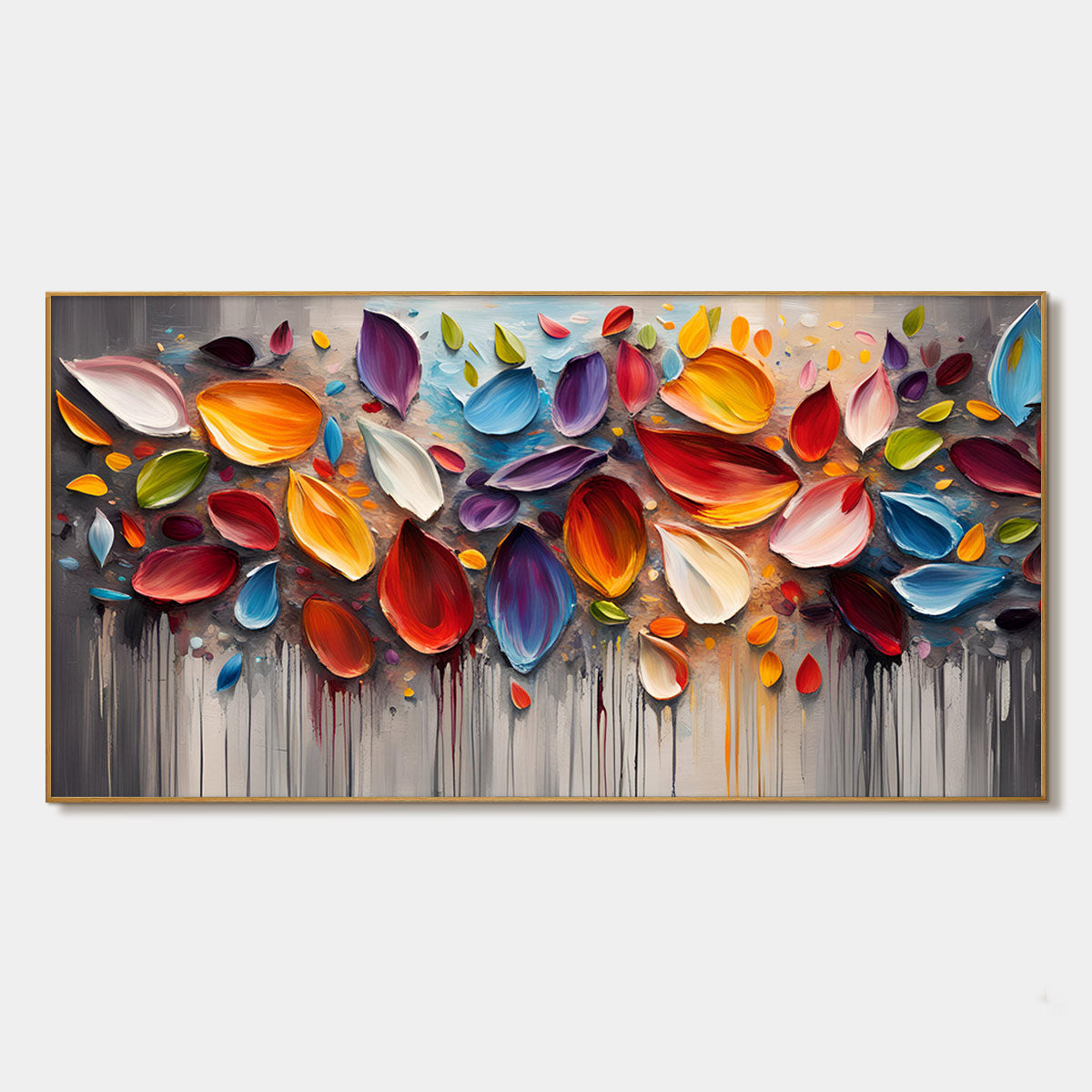 AUTUMN RAIN: Textured Impasto Leaf Fall Oil Painting
