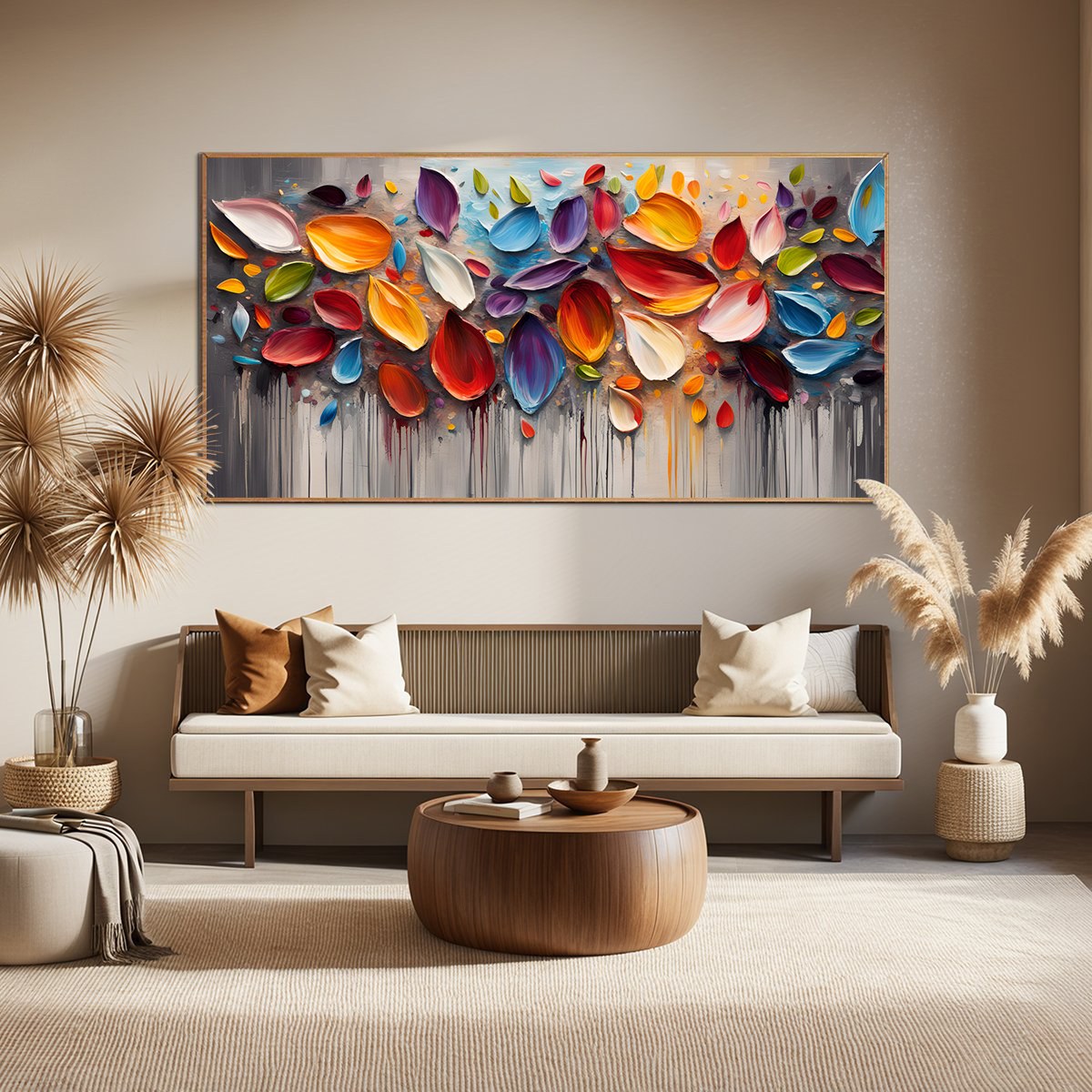 AUTUMN RAIN: Textured Impasto Leaf Fall Oil Painting - Image 2