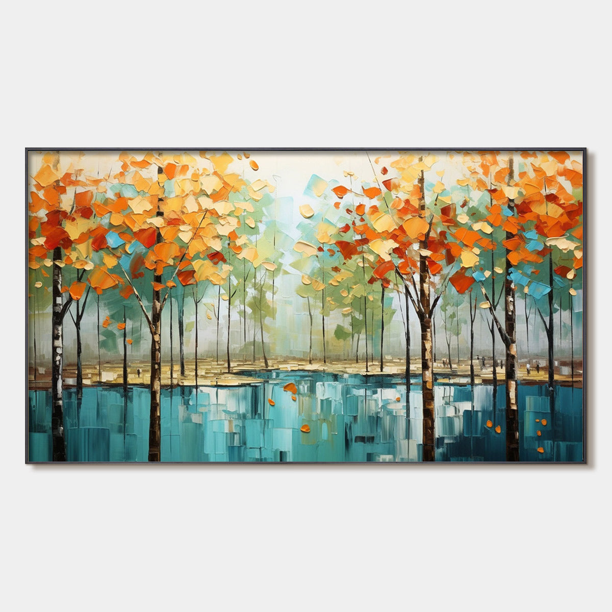 AUTUMN REFLECTIONS: Textured Landscape Oil Painting