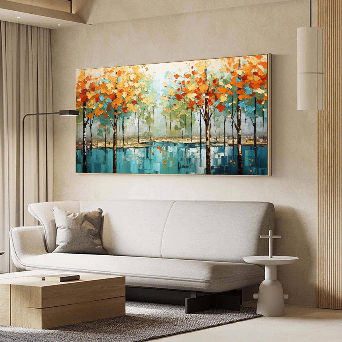 AUTUMN REFLECTIONS: Textured Landscape Oil Painting - Image 6