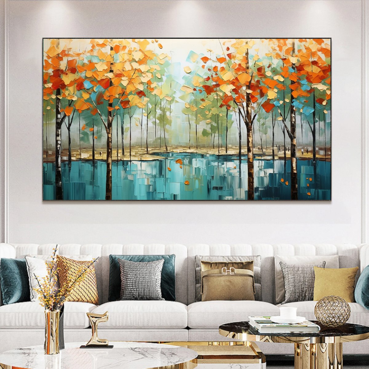 AUTUMN REFLECTIONS: Textured Landscape Oil Painting - Image 2