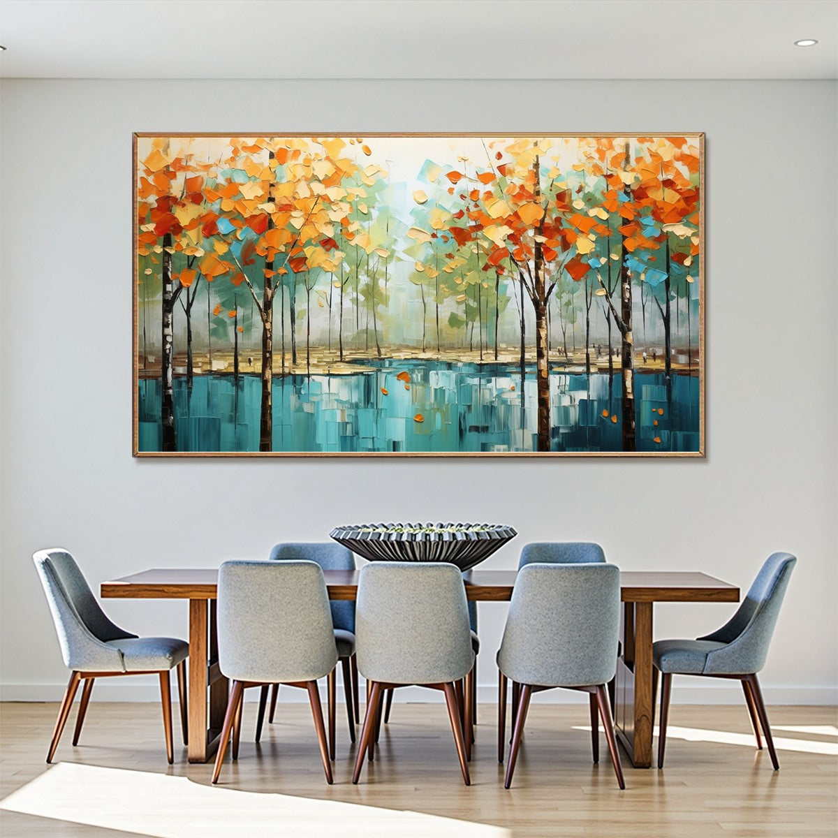 AUTUMN REFLECTIONS: Textured Landscape Oil Painting - Image 4