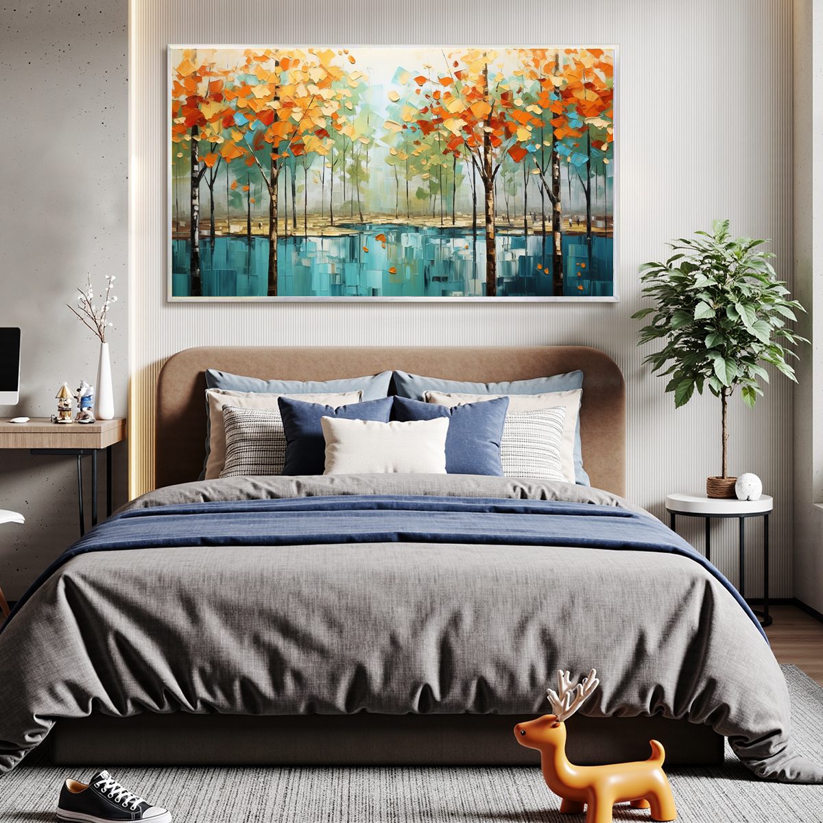 AUTUMN REFLECTIONS: Textured Landscape Oil Painting - Image 7