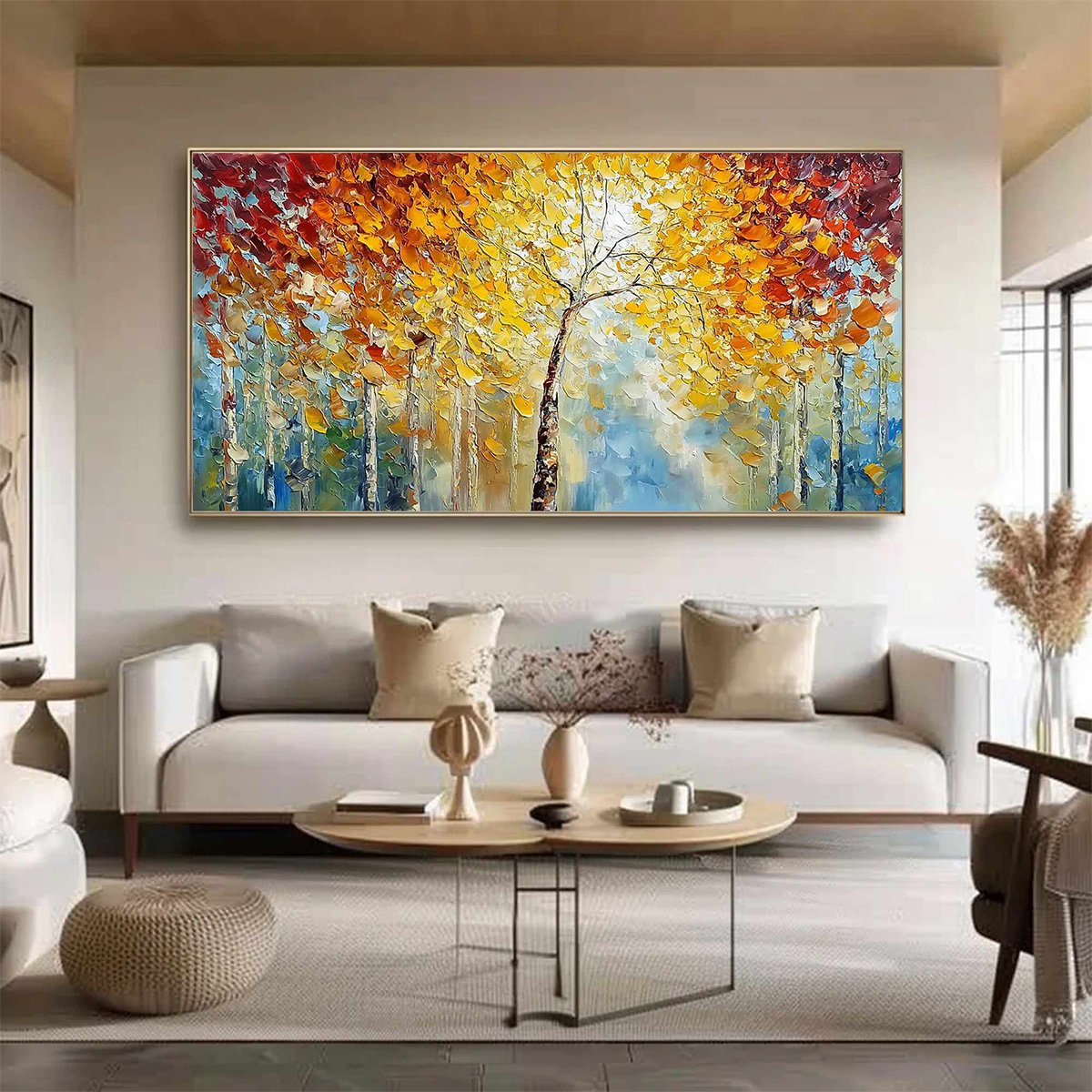 AUTUMN'S EMBRACE: Textured Palette Knife Autumn Forest Oil Painting - Image 2