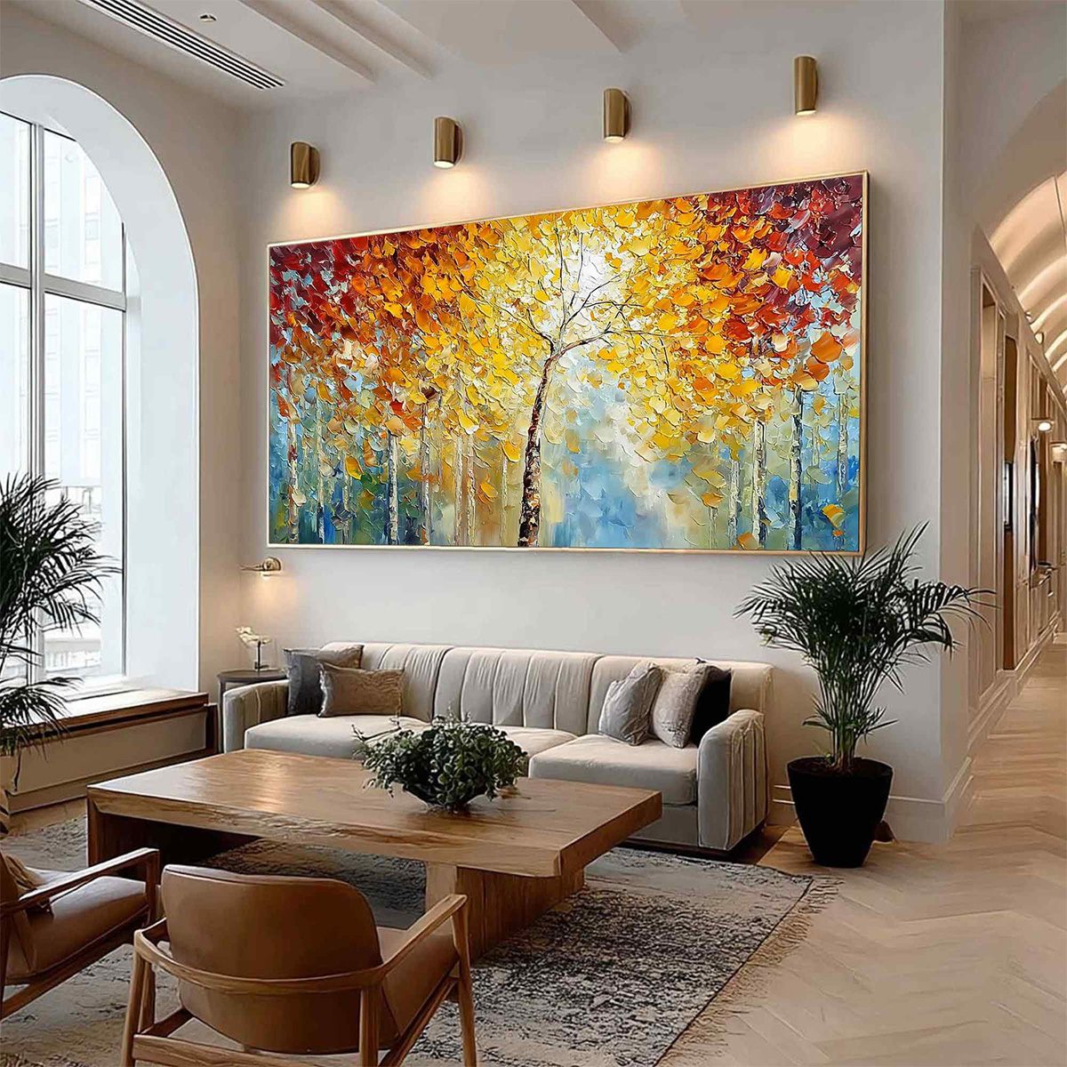 AUTUMN'S EMBRACE: Textured Palette Knife Autumn Forest Oil Painting - Image 7