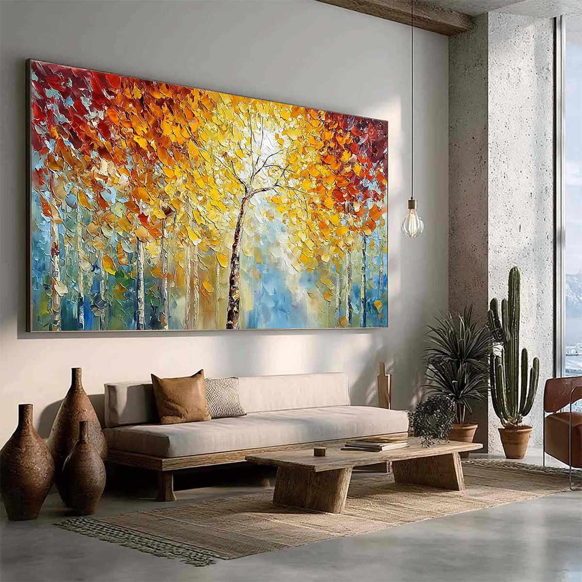 AUTUMN'S EMBRACE: Textured Palette Knife Autumn Forest Oil Painting - Image 8