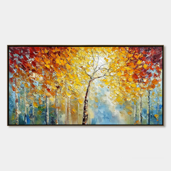 AUTUMN'S EMBRACE: Textured Palette Knife Autumn Forest Oil Painting