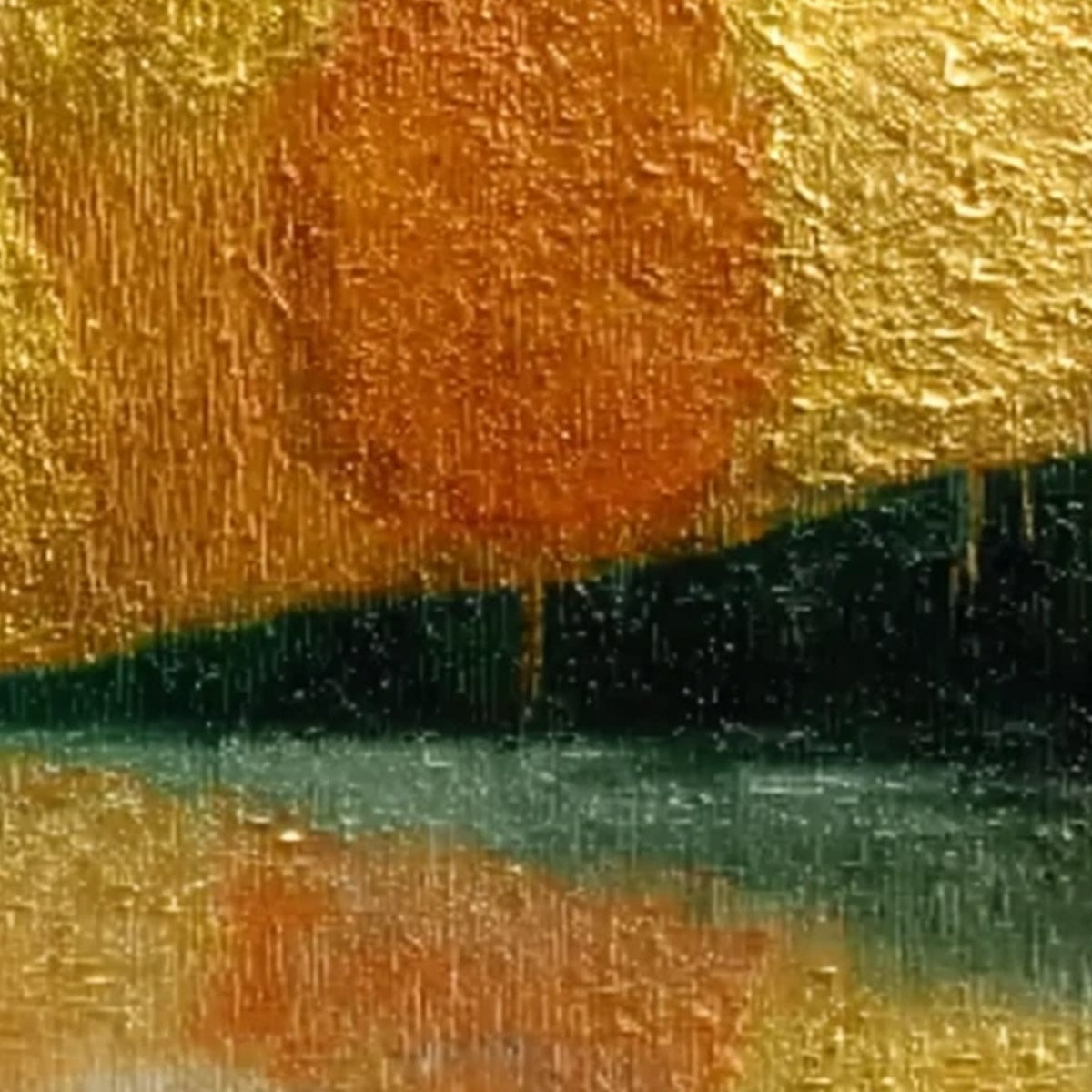 AUTUMN'S TREASURE: Whimsical Textured Gold Leaf Cat Painting - Image 3