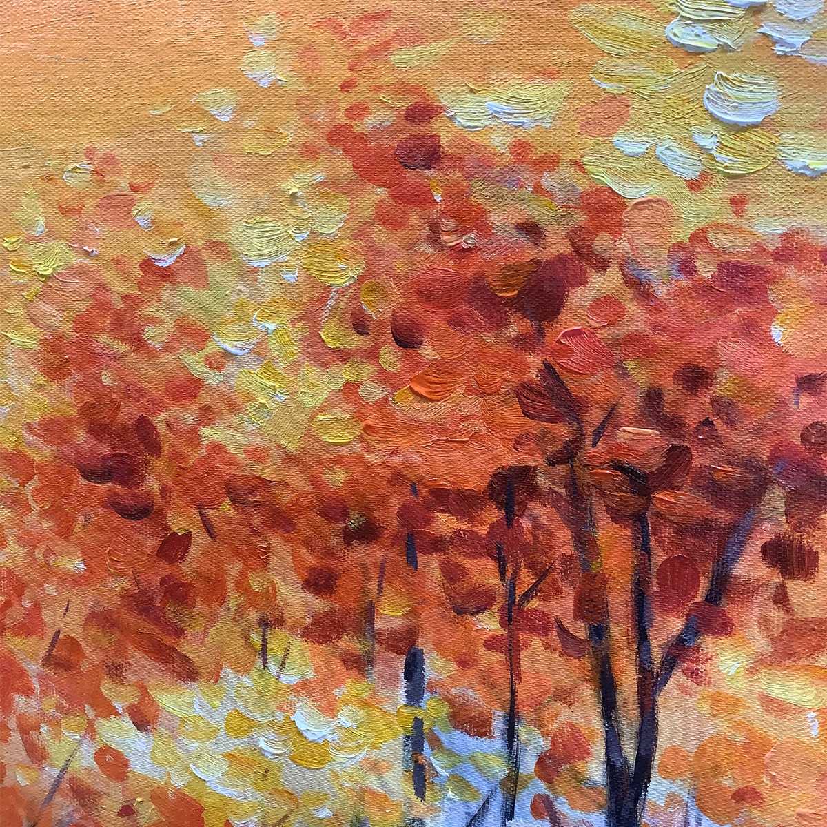 AUTUMN SERENADE: Tranquil Lake and Mountain Landscape Oil Painting - Image 3