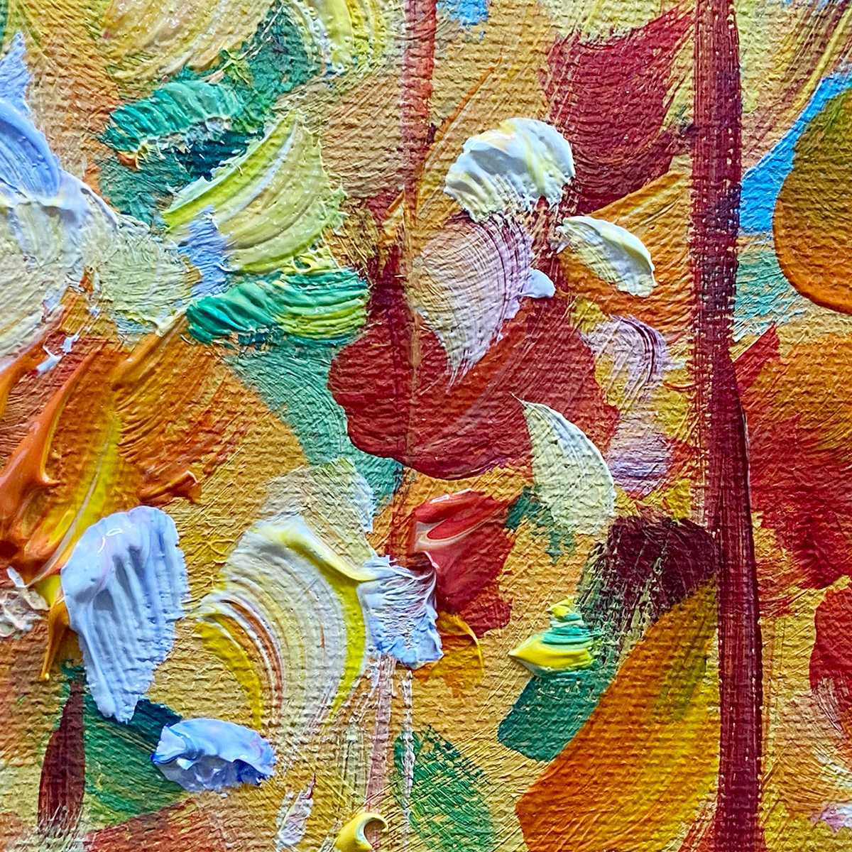 AUTUMN SUNRISE: Panoramic Forest Landscape Painting in Orange and Yellow - Image 3