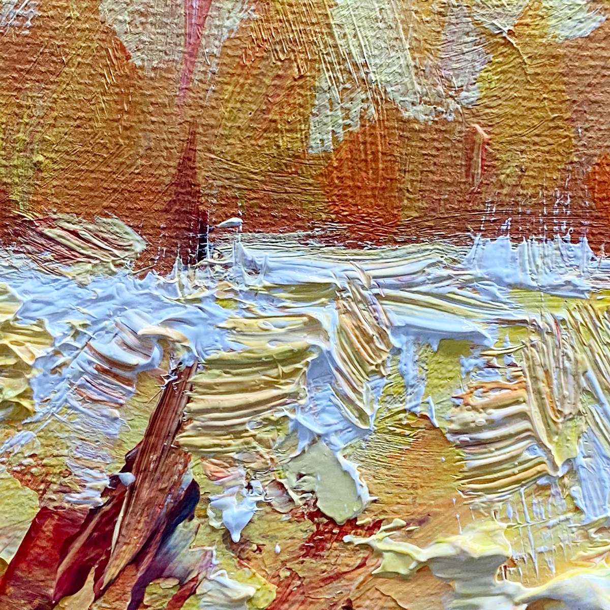 AUTUMN SUNRISE: Panoramic Forest Landscape Painting in Orange and Yellow - Image 6