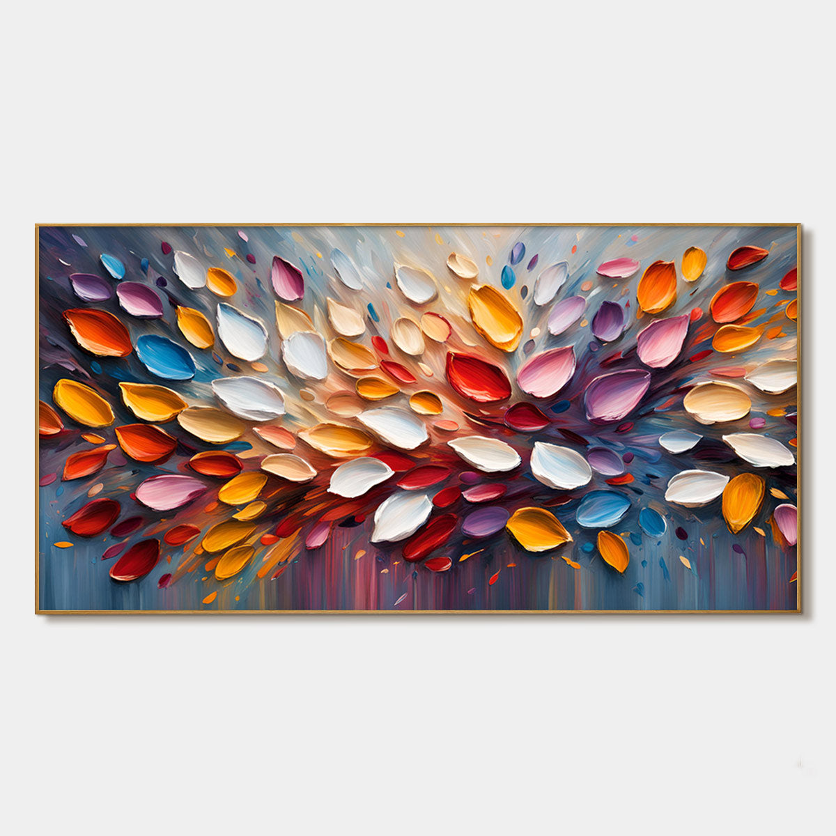 AUTUMN'S BURST: Textured Abstract Leaf Oil Painting