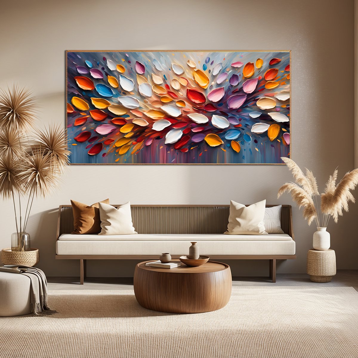 AUTUMN'S BURST: Textured Abstract Leaf Oil Painting - Image 2