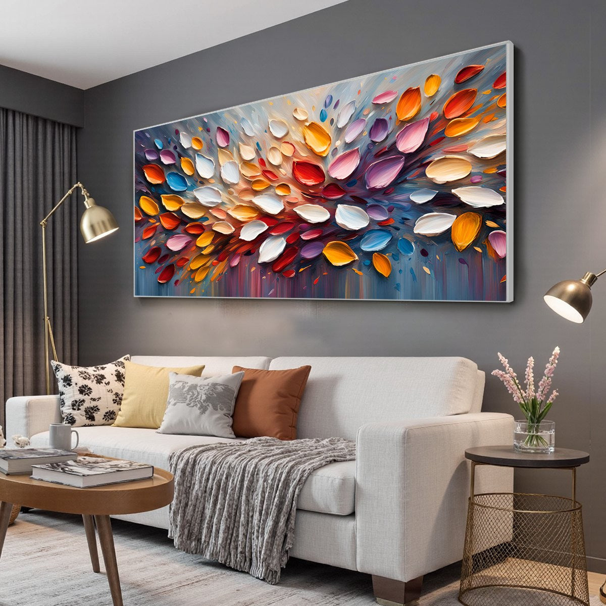 AUTUMN'S BURST: Textured Abstract Leaf Oil Painting - Image 4