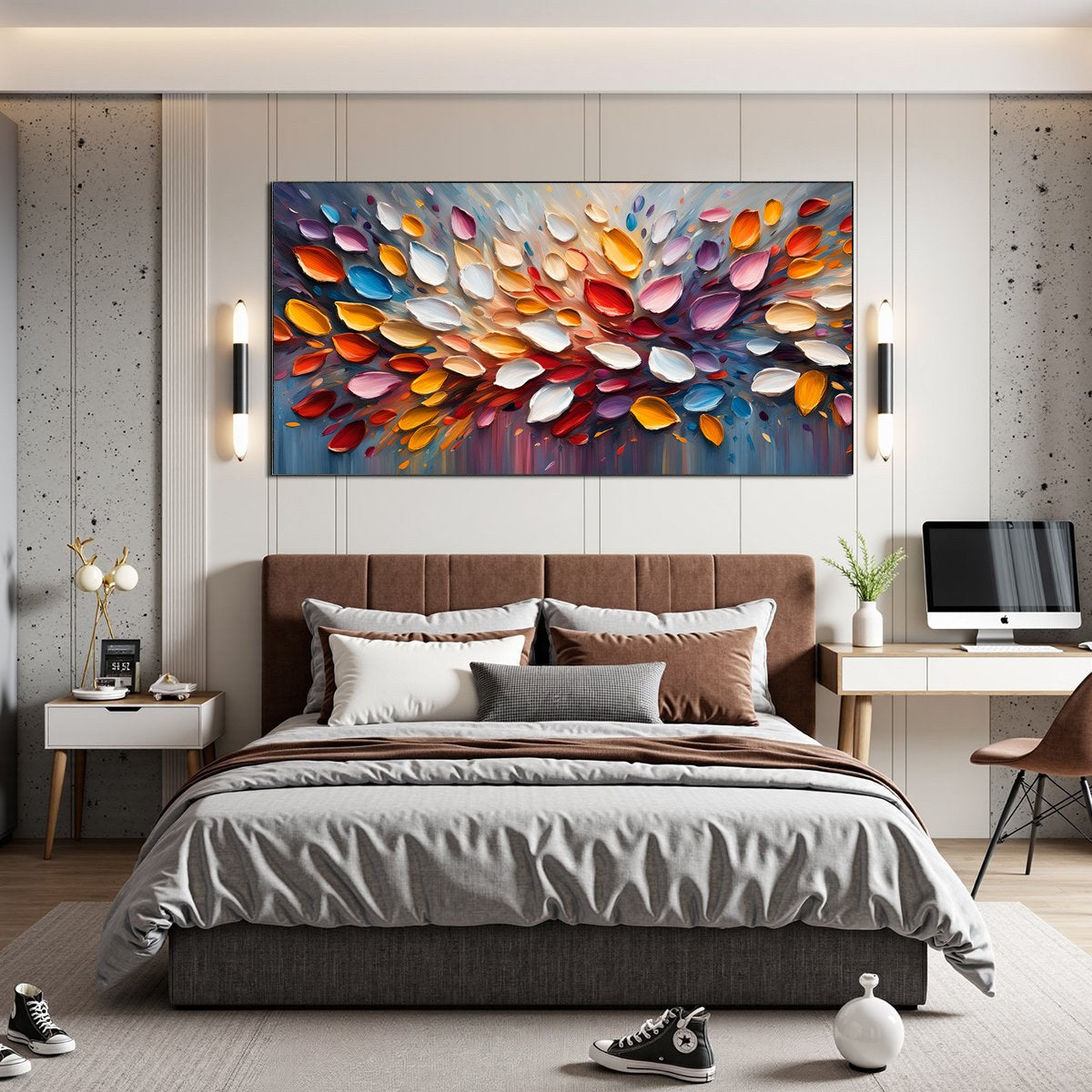 AUTUMN'S BURST: Textured Abstract Leaf Oil Painting - Image 7