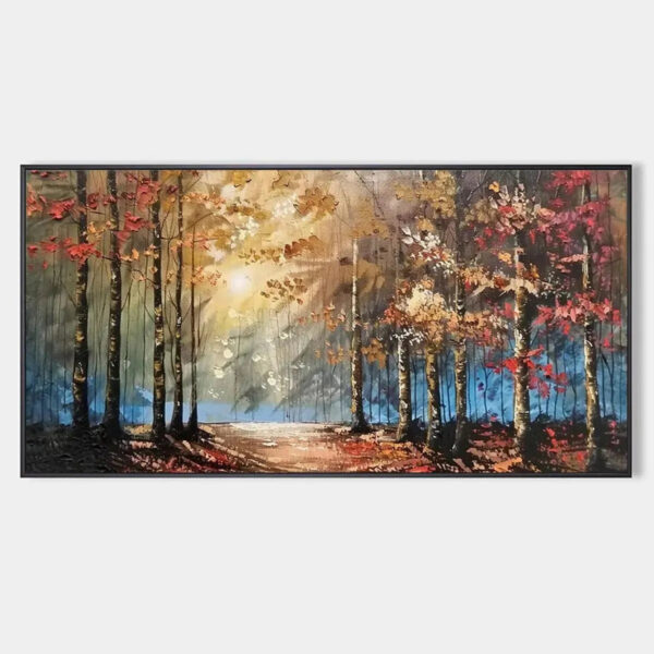 AUTUMN TRAIL: Textured Autumn Forest Landscape Painting