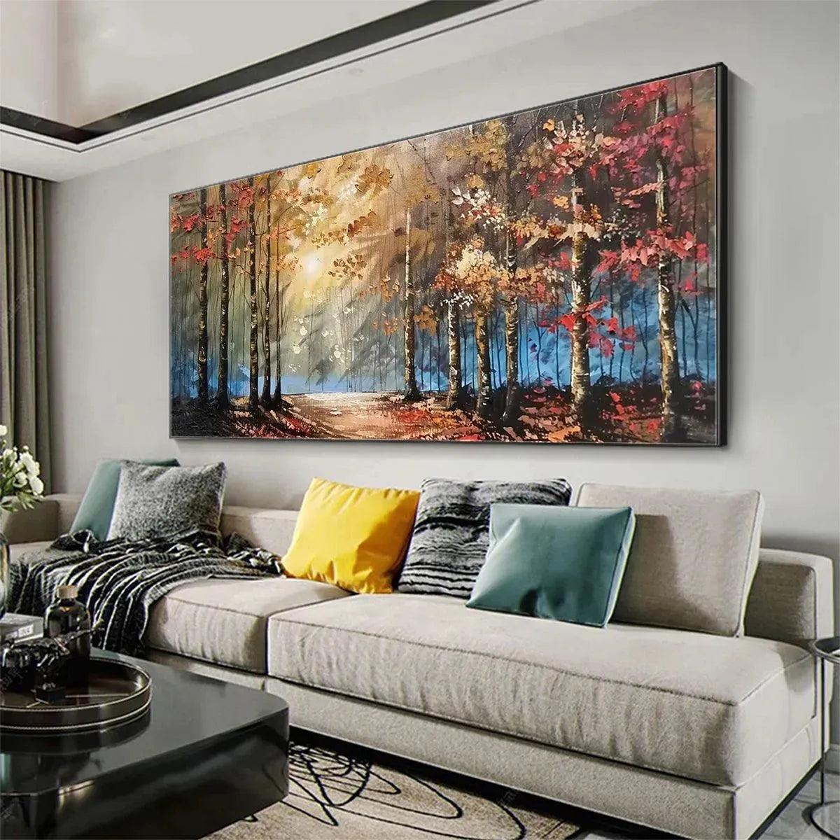 AUTUMN TRAIL: Textured Autumn Forest Landscape Painting - Image 4
