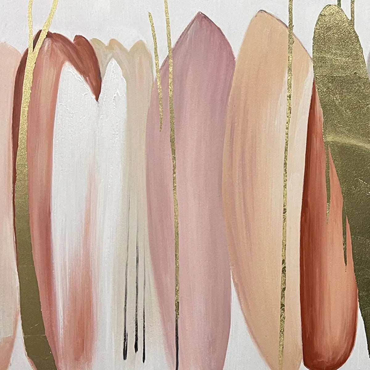 AUTUMN WHISPERS: Abstract Painting in Pink, Green, and Gold, Horizontal Canvas, Modern Wall Art - Image 5