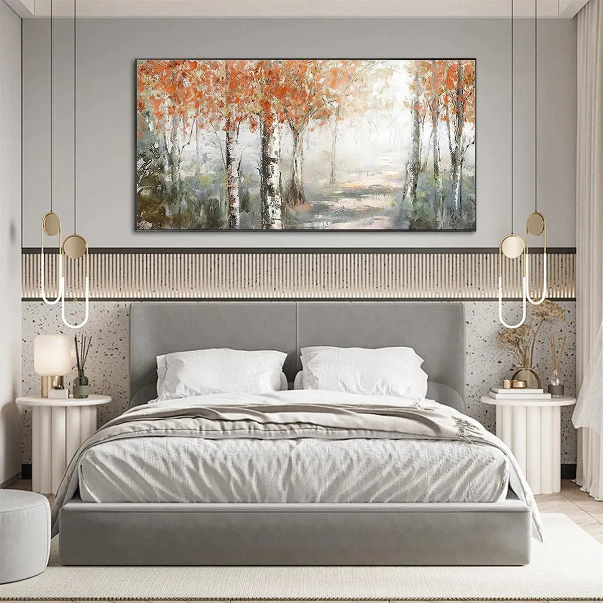AUTUMN WHISPERS: Atmospheric Forest Landscape Painting, Horizontal Wall Art - Image 2