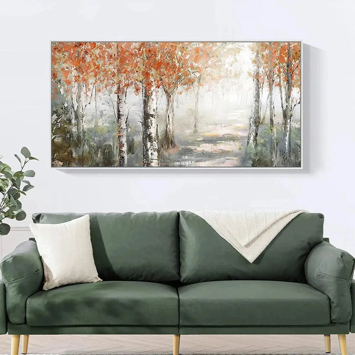 AUTUMN WHISPERS: Atmospheric Forest Landscape Painting, Horizontal Wall Art - Image 4