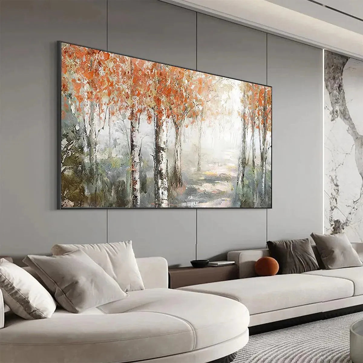 AUTUMN WHISPERS: Atmospheric Forest Landscape Painting, Horizontal Wall Art - Image 5
