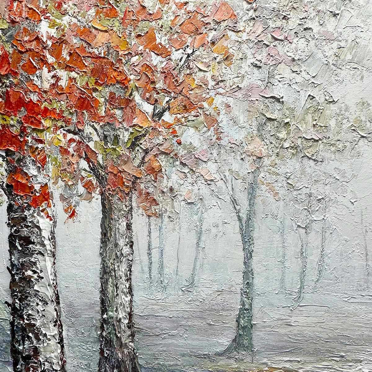 AUTUMN WHISPERS: Atmospheric Forest Landscape Painting, Horizontal Wall Art - Image 3