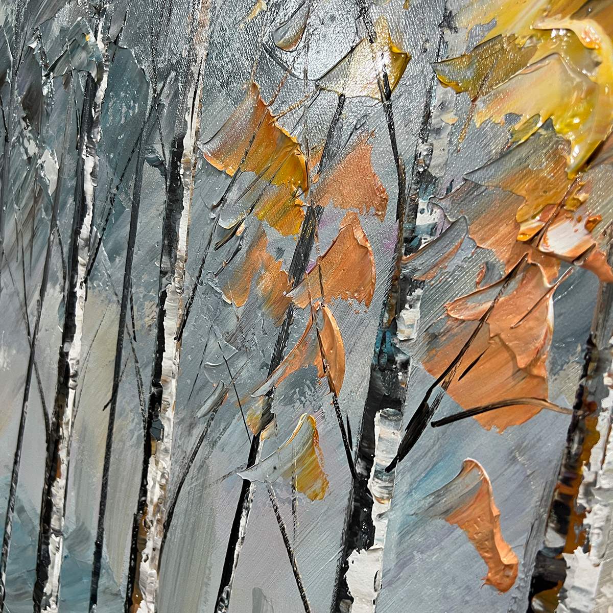 AUTUMN WHISPERS: Textured Impasto Landscape Oil Painting - Image 3