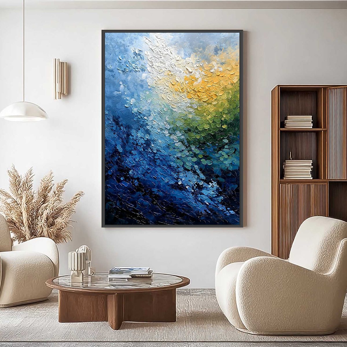 AVALON: Vertical Textured Abstract Seascape Oil Painting - Image 2