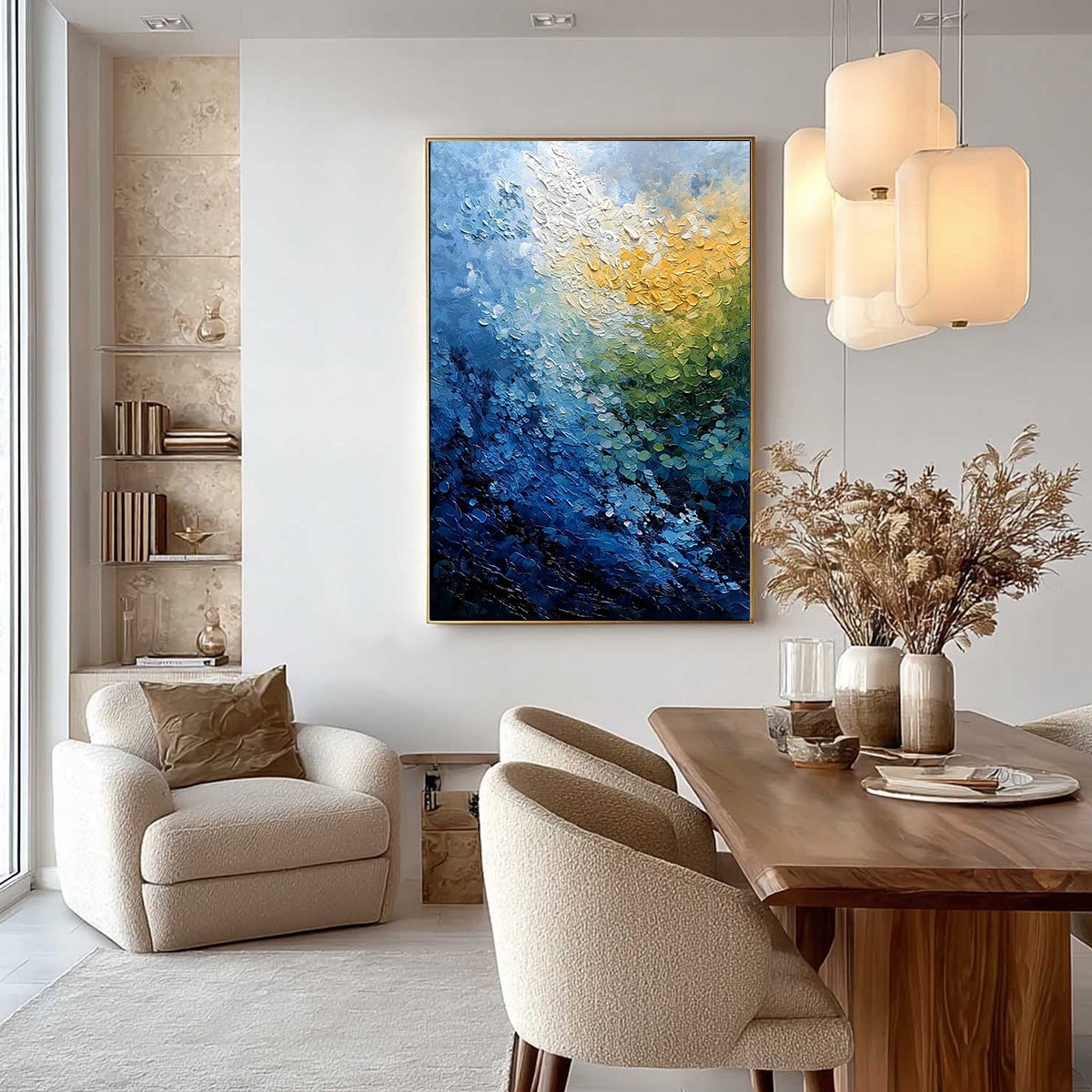 AVALON: Vertical Textured Abstract Seascape Oil Painting - Image 4