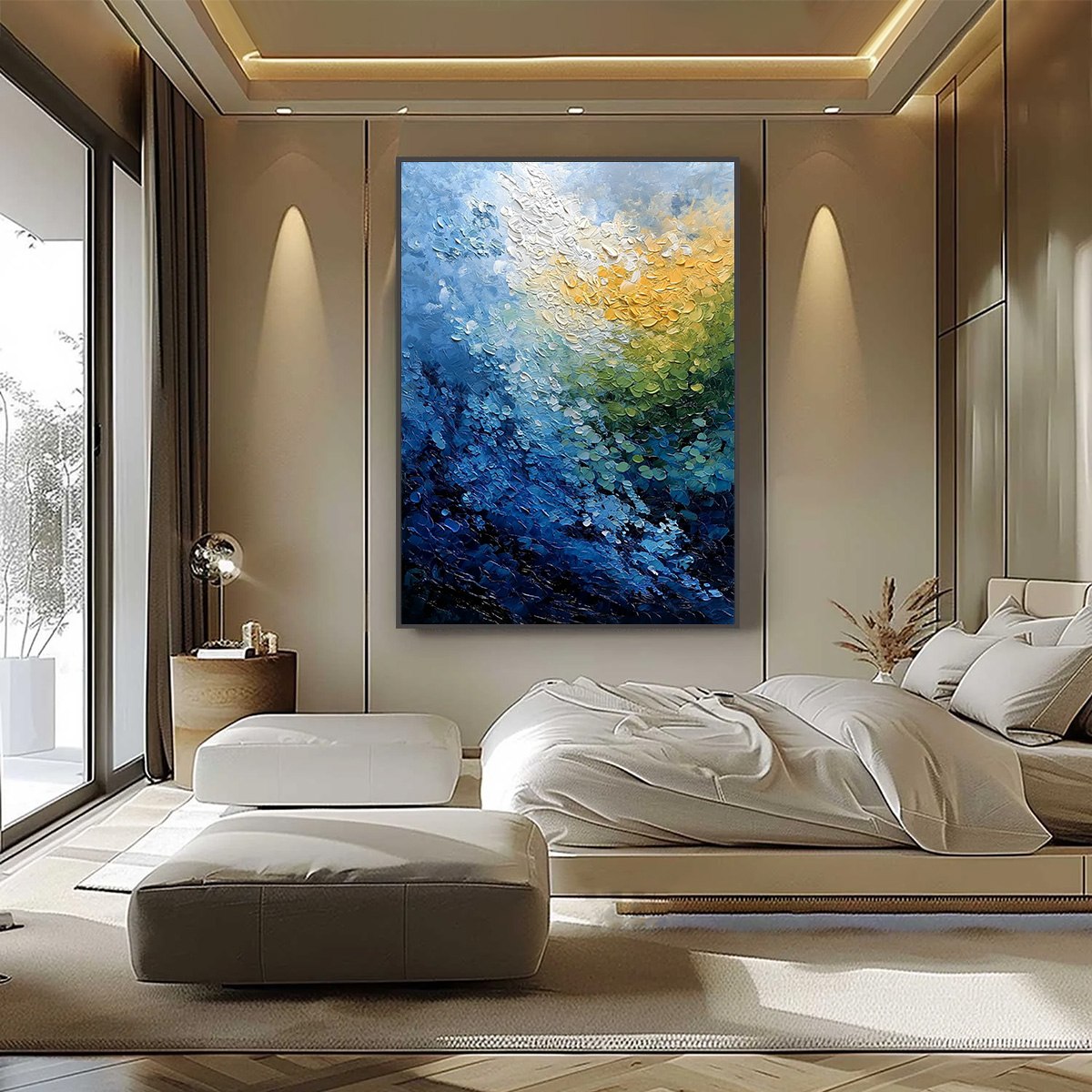AVALON: Vertical Textured Abstract Seascape Oil Painting - Image 6