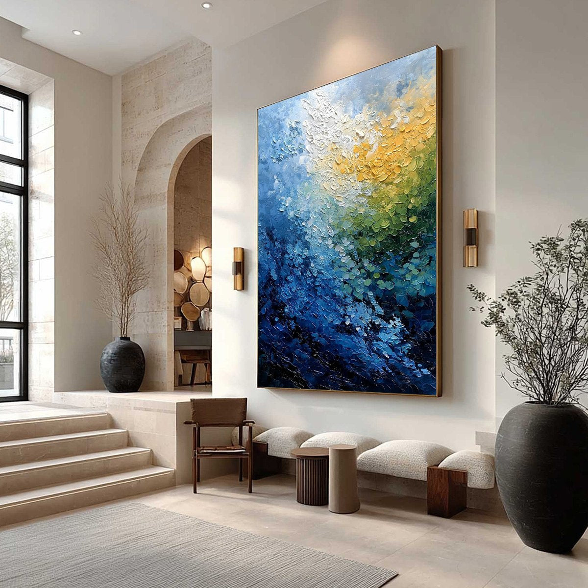 AVALON: Vertical Textured Abstract Seascape Oil Painting - Image 7