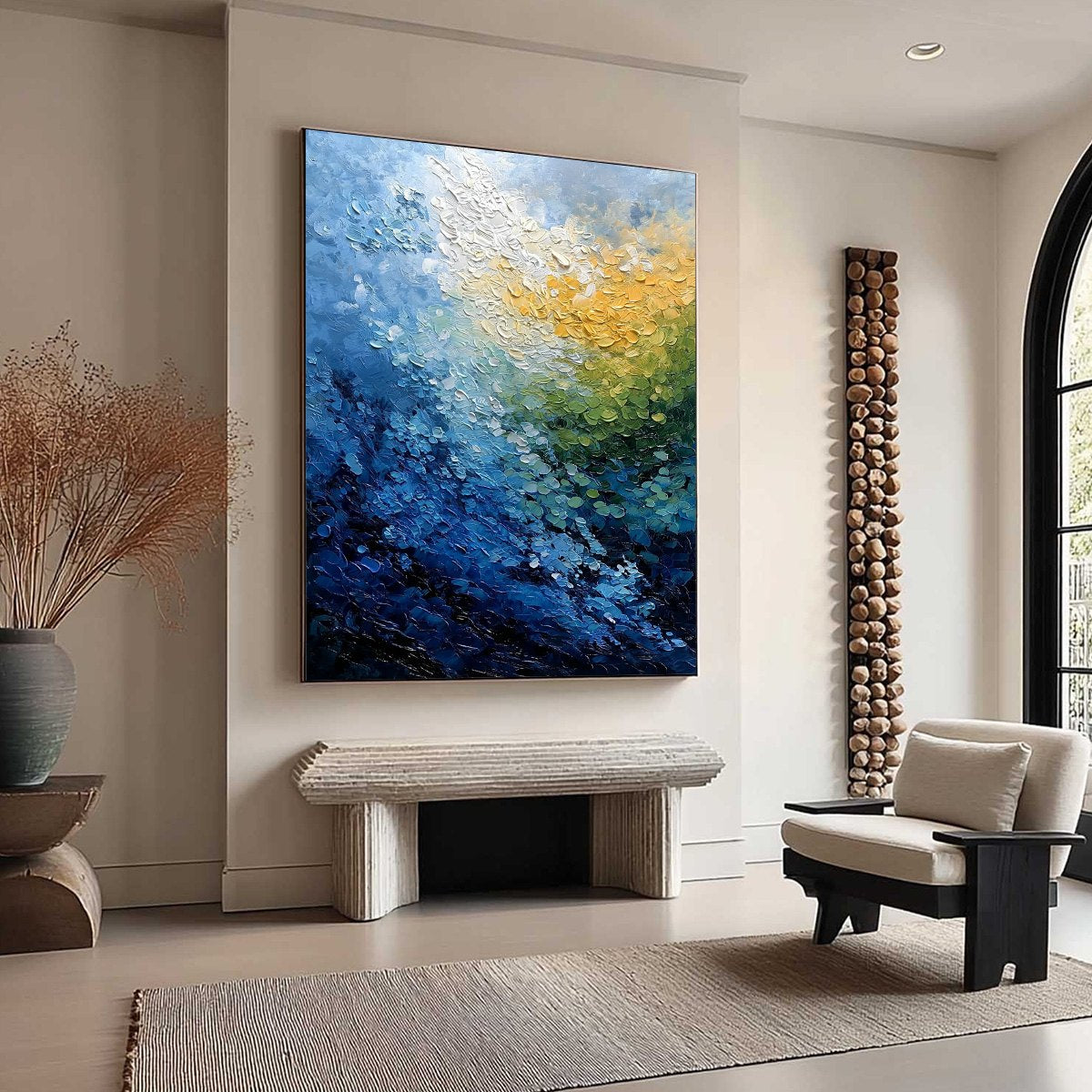 AVALON: Vertical Textured Abstract Seascape Oil Painting - Image 8