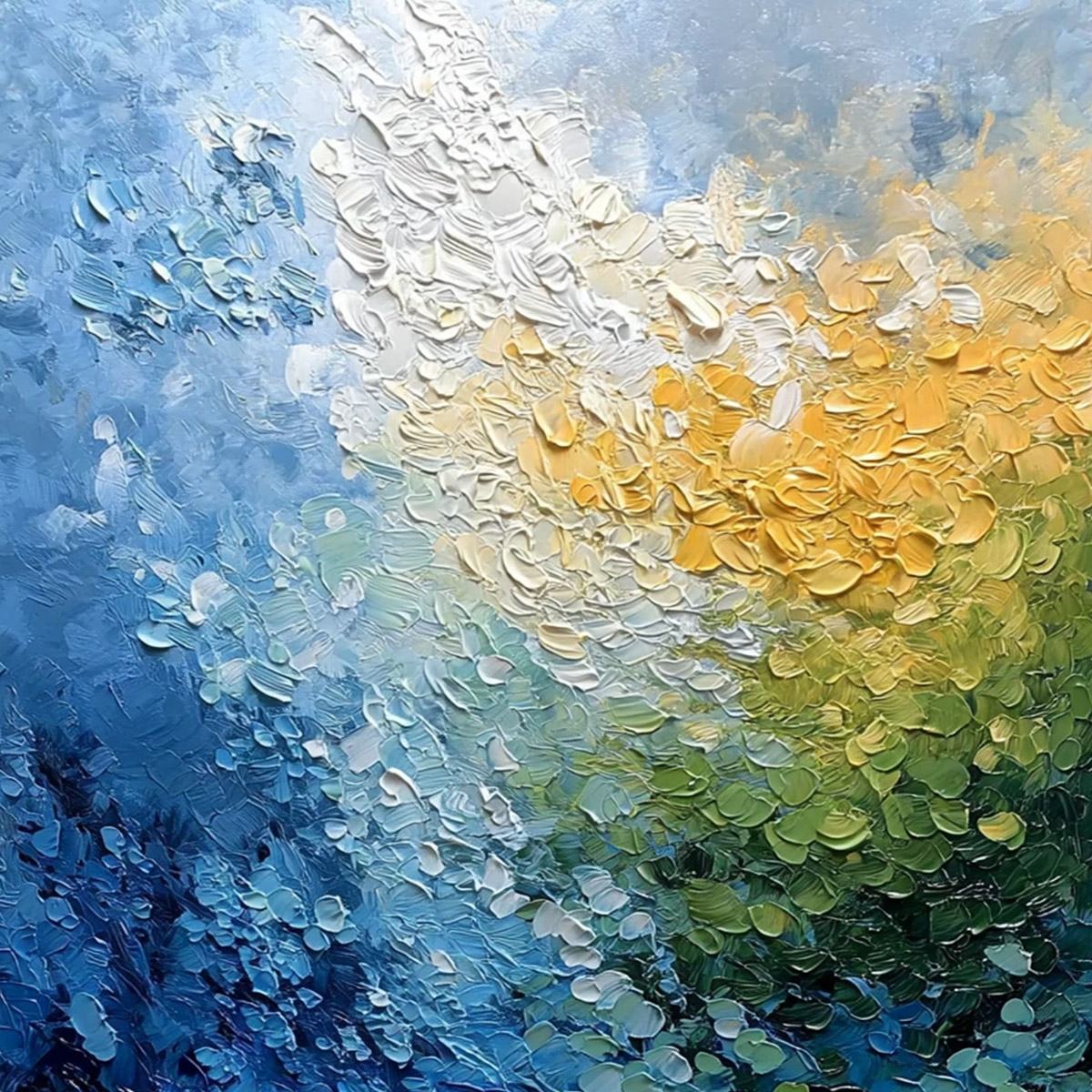 AVALON: Vertical Textured Abstract Seascape Oil Painting - Image 3