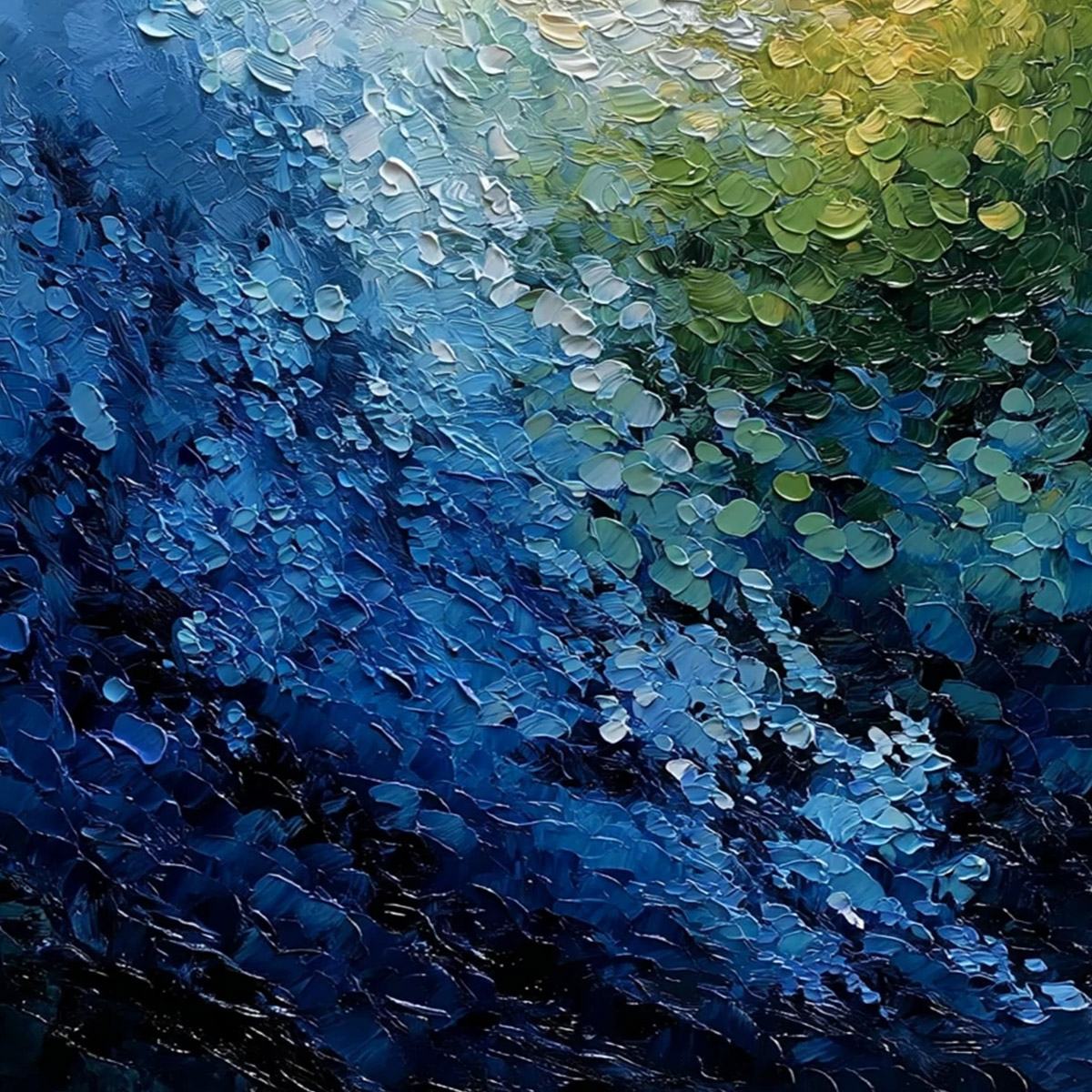 AVALON: Vertical Textured Abstract Seascape Oil Painting - Image 5