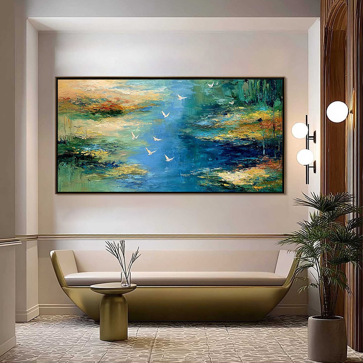AZURE JOURNEY: Textured Abstract River Landscape Painting - Image 2